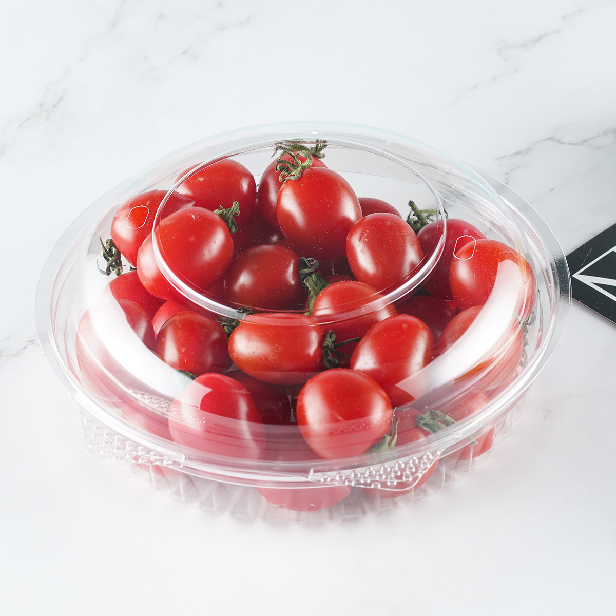 Disposable PET transparent plastic fruit fishing packing box fresh-keeping box round fresh-cut fresh-keeping packing box