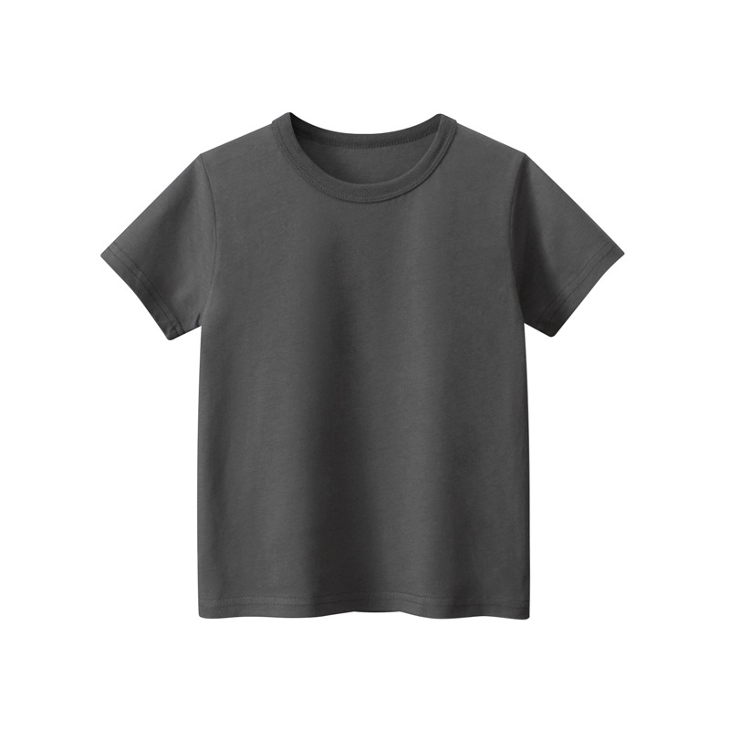 Picture of 27Kids Kidsren's Clothing Summer 2025 Kidsren's Short-Sleeved T-Shirt Advertising Shirt Korean Style Pure Color Unpatterned Kidsren's Clothing