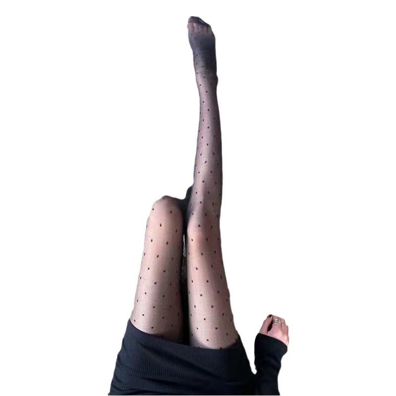 Polka Dot Stockings for Women, Spring and Summer Thin Style, Bowknot Milk White Pantyhose, Red Heart Jk Black Silk, Sun Protection and Slimming