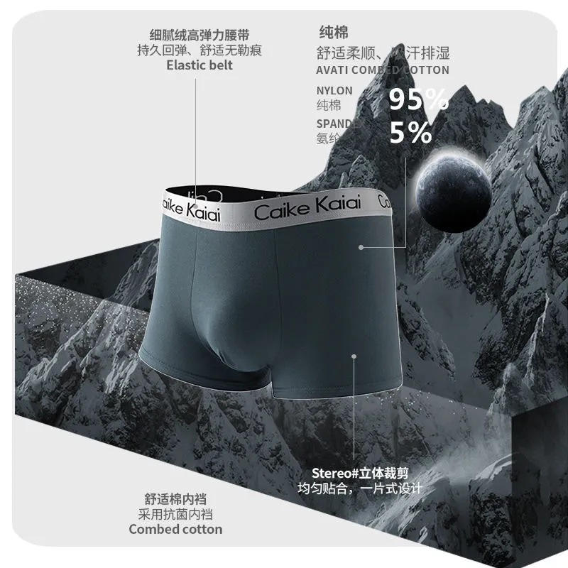 Picture of Men's Underwear Pure Cotton Boxer Briefs Boxer Briefs Trendy Comfortable Breathable Sexy Shorts for Young and Middle-Aged Students