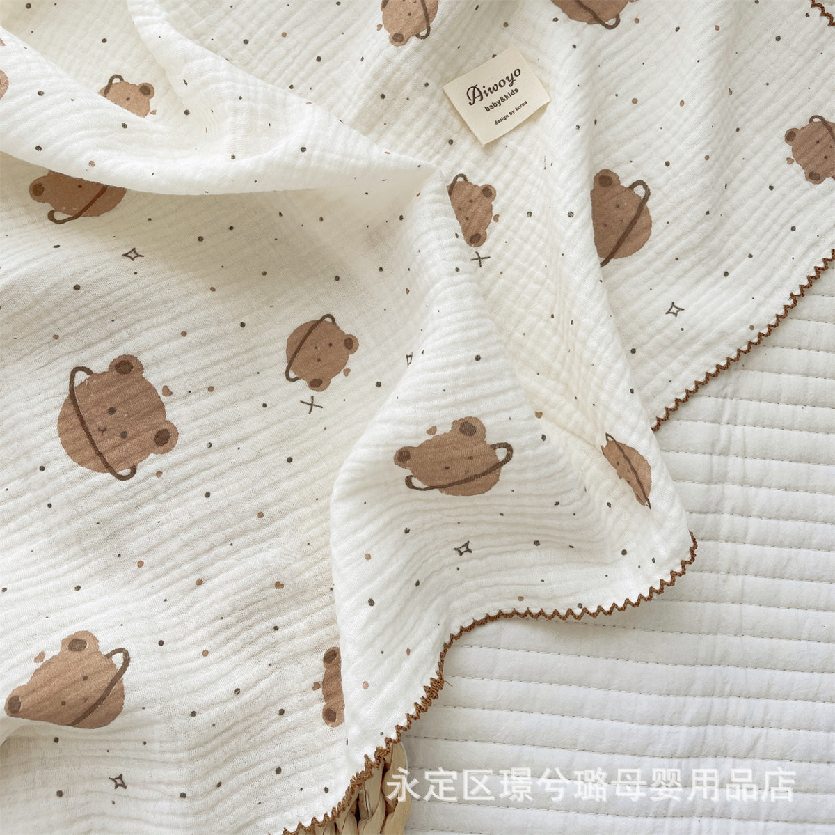 Picture of ins floral Korean style double-layer cotton yarn cotton baby blanket quilt towel bath towel soft glutinous cotton blanket