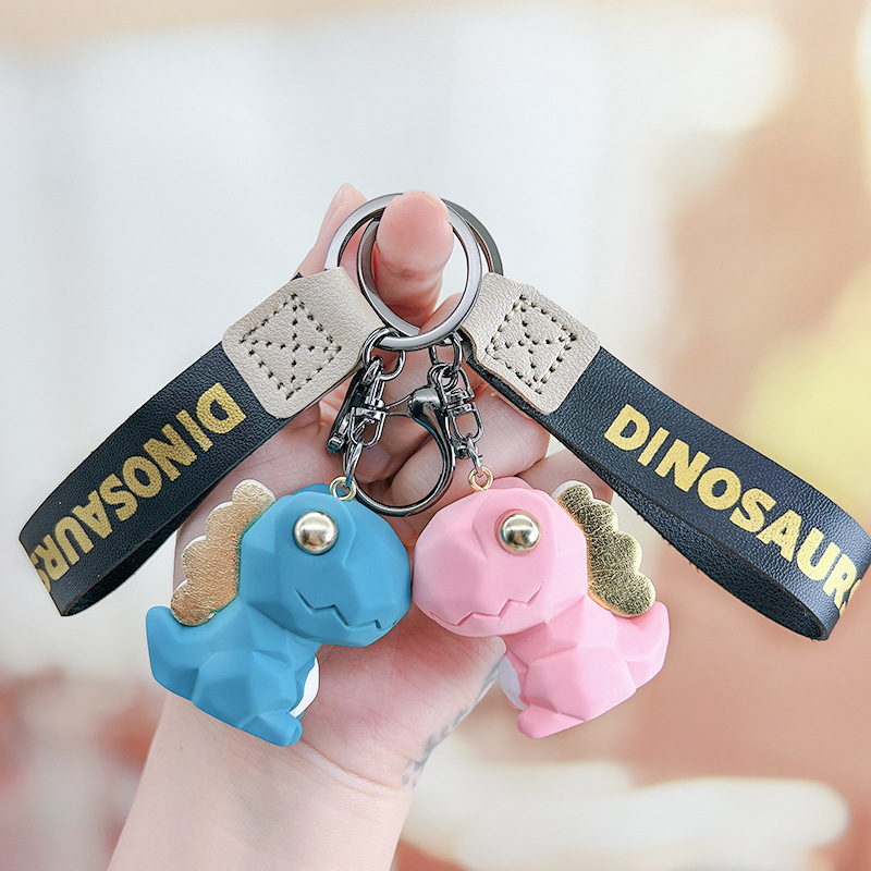Picture of Nordic Style Creative Faceted Dinosaur Keychain Pendant Couple Car Bag Small Doll Keychain Creative Design