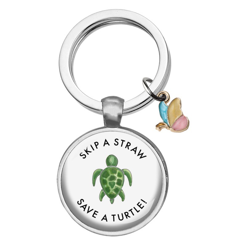 Cross-border stainless steel pendant diy imitation glass pendant European and American simple keychain lettering acrylic pendant wholesale