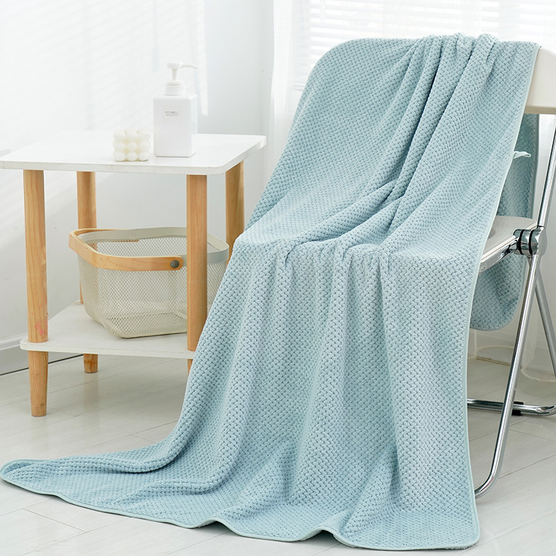 Picture of [90*170 large bath towel] pineapple high density thick coral velvet beach towel soft absorbent does not drop hair color