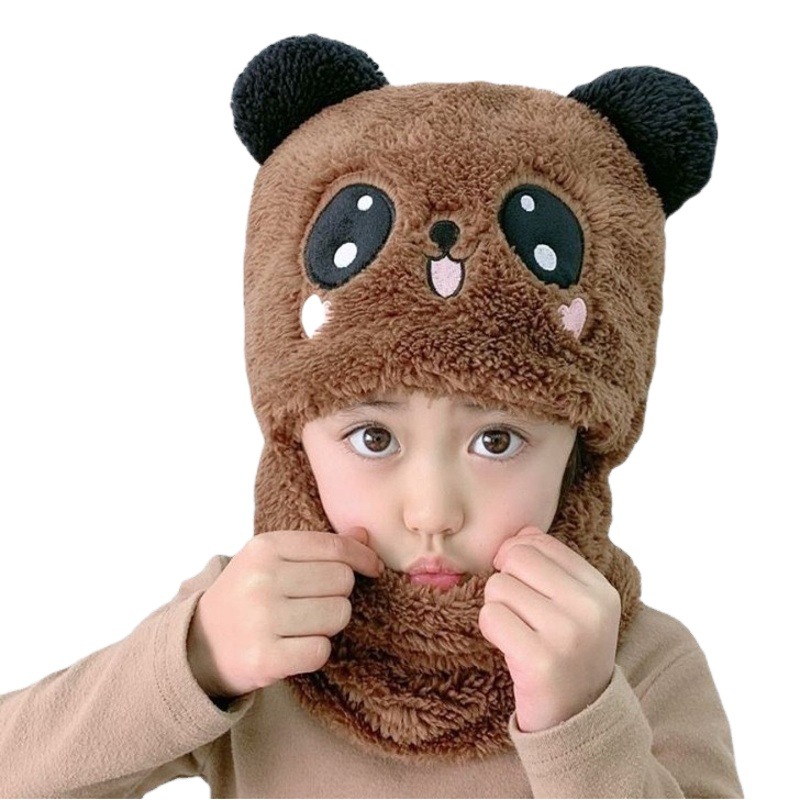 Children's hat boys and girls winter warm hat scarf hat baby warm windproof face and ear protection hat