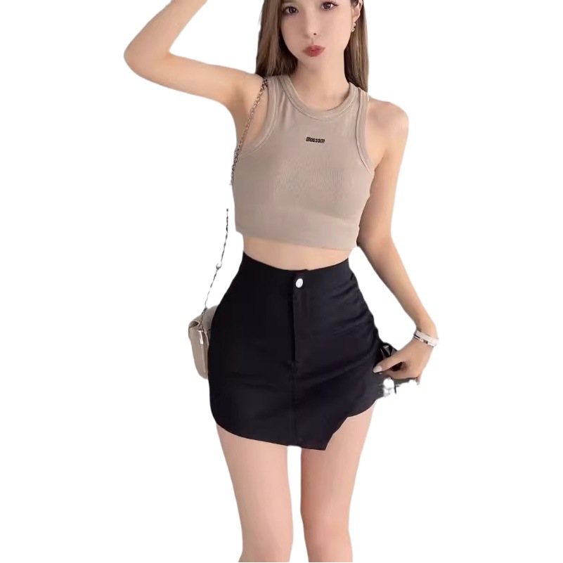 Design Sense Stretch Shorts Women's Spring and Summer New Arrival Irregular Drawstring Skirt Hot Girl High Waist Slimming Skirt