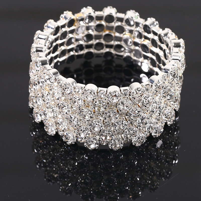 European and American cross-border hot three-row six-row Diamond open bracelet fashion zircon multi-layer winding bracelet flash Diamond female wholesale