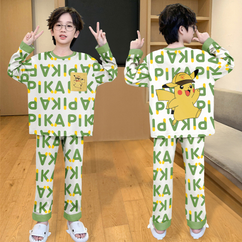 Picture of 2025 Kids Ins Spring and Autumn Long Sleeve Children's Round Neck Imitation Cotton Pajamas for Boys and Girls suit Home Clothes
