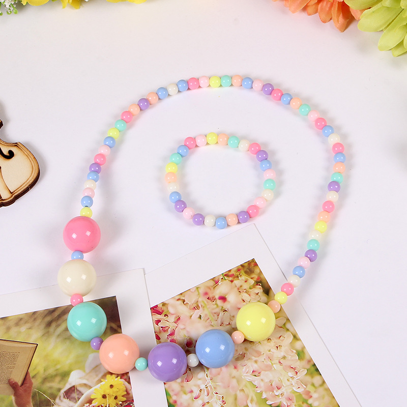 Picture of Korean version of candy color necklace children's spot jewelry beads necklace bracelet two-piece set Yiwu jewelry wholesale