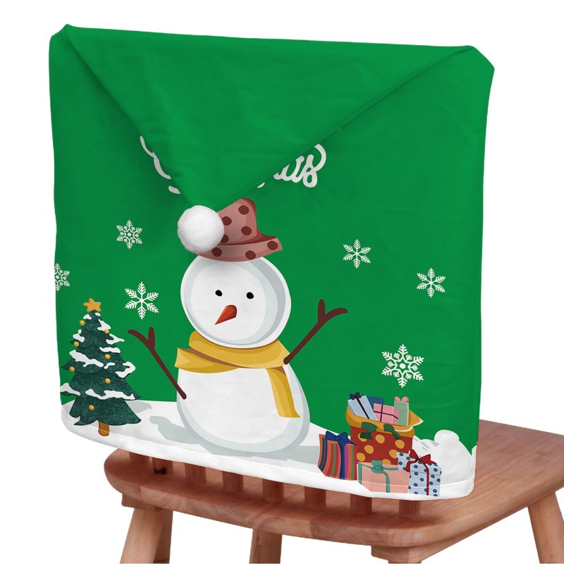 Cross-border special Christmas decorative chair cover short plush chair back cover Christmas chair cover chair cover green fur monster