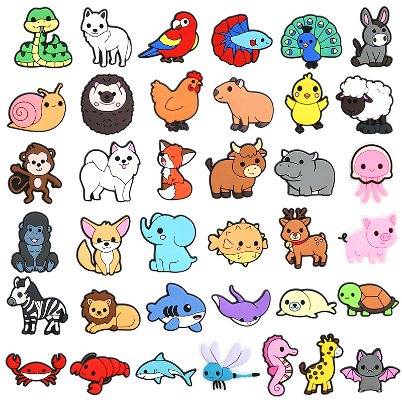 Cute small animal series pvc soft rubber hole shoes flower shoe buckle detachable DIY decorative buckle cross-border in stock wholesale