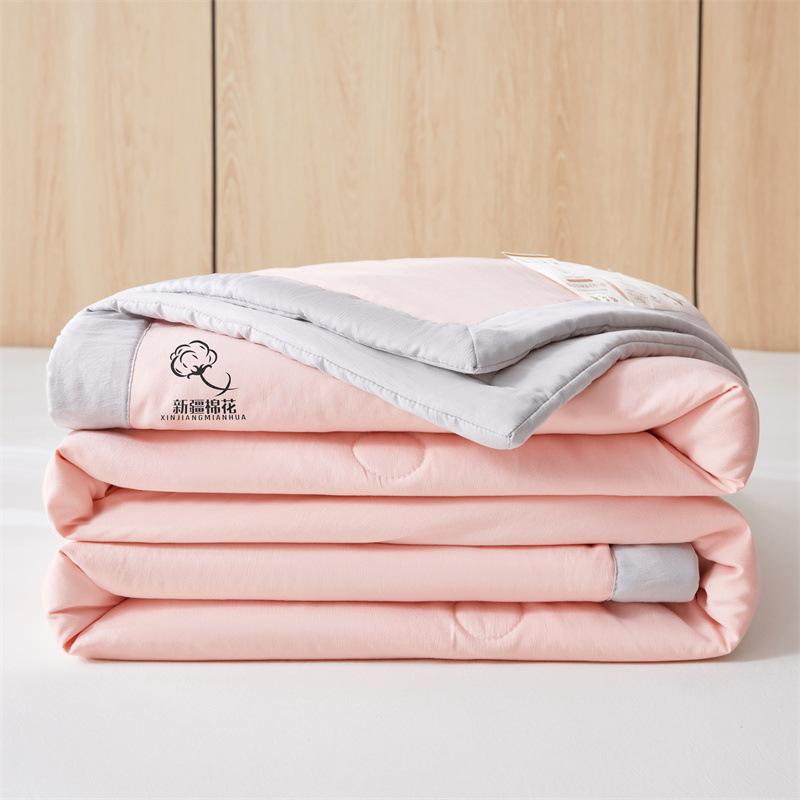 Picture of Class A unprinted wind water washed cotton summer quilt solid color Xinjiang cotton air conditioning quilt machine washable summer cool quilt thin quilt gift