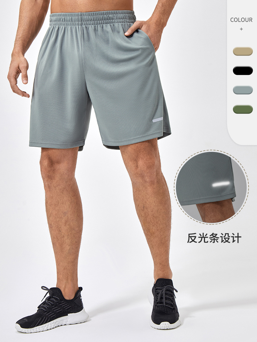 Summer Sports Shorts Men's Loose Quick-drying Fitness Training Shorts Breathable Reflective Strip Running Shorts 41422