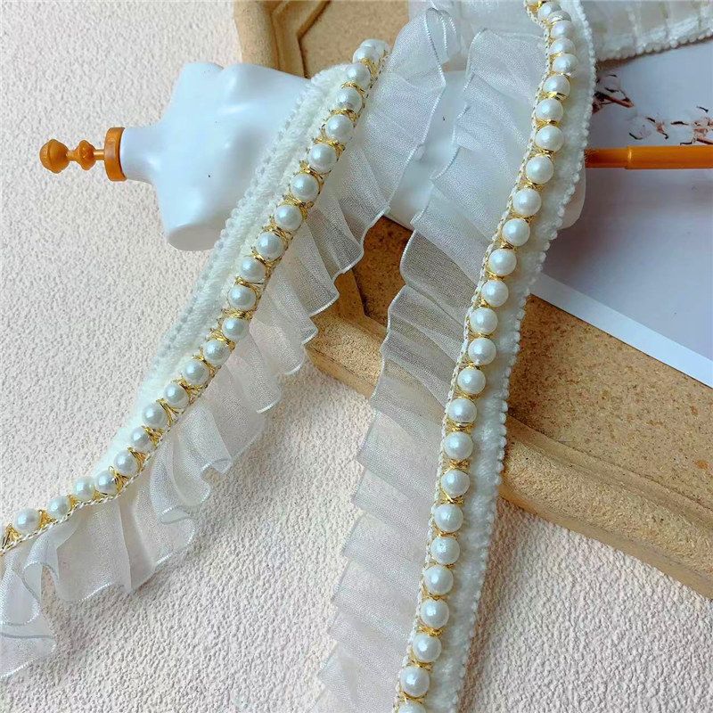 3.5CM wide white European root chiffon with pedicled lace lace mouth curtain fabric doll DIY manufacturers