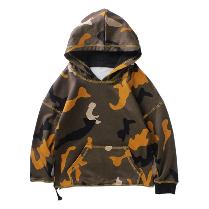 Spring and Autumn Korean Style Children's Sweatshirt Camouflage Trendy Long-Sleeve Boys' Hoodie Wholesale Thickened and Warm