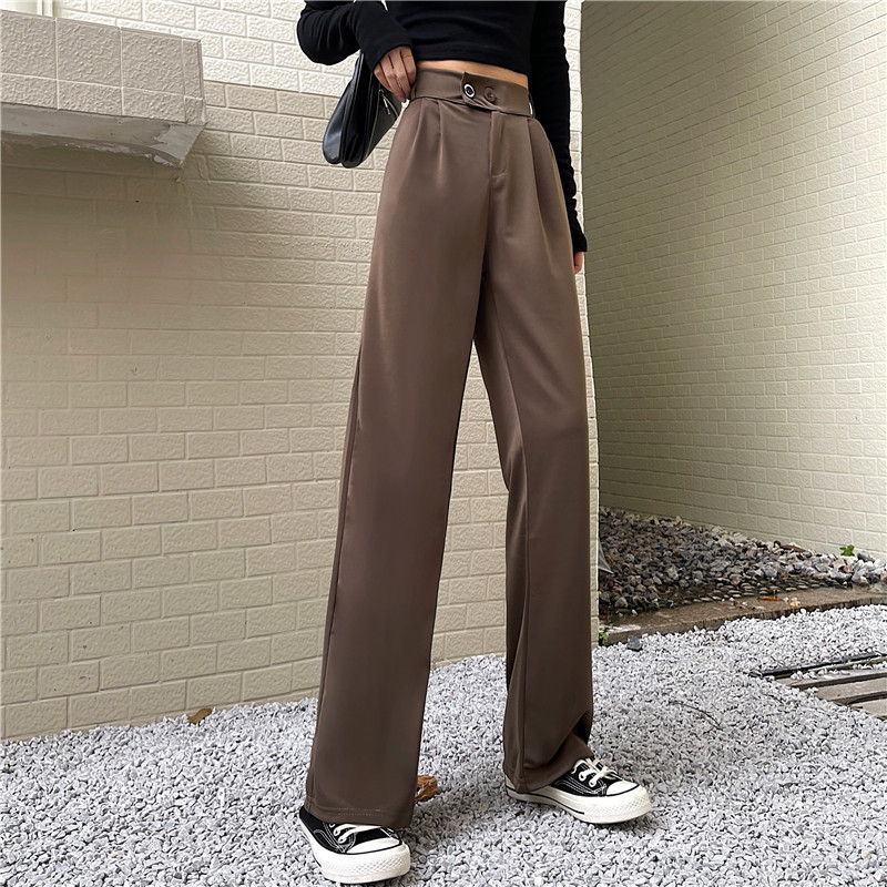 Picture of Wide leg pants women's 2023 autumn new Korean version of high waist drape suit pants retro student casual pants women's wholesale