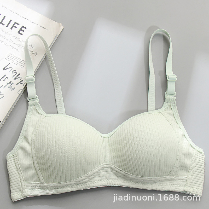 Picture of Side Collected Anti-sagging Underwear Women's Non-rimless Bra for College Students High School Girls Small Chest Gathering Pure Cotton Thin Bra