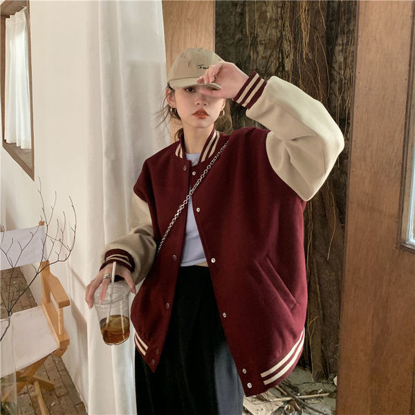 Picture of American Style Retro Baseball Suit Coat Women's 2023 Autumn and Winter New Niche All-match Casual High-end Western Style Top