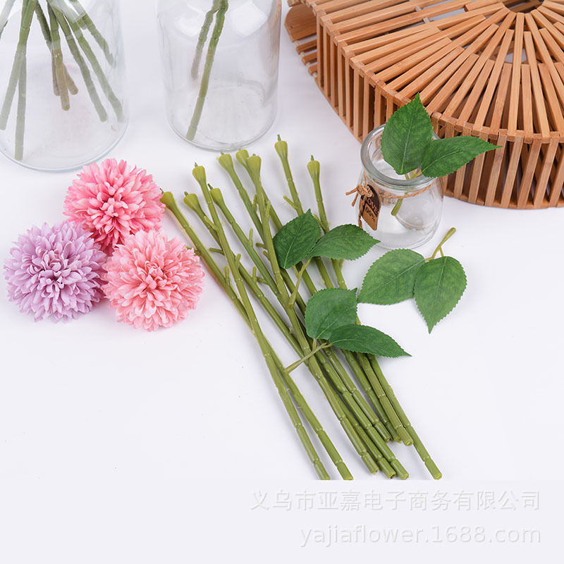 Green leaf wire artificial flower Flower Rod Flower Branch DIY making flower arrangement flower Rod single bouquet flower Rod material wholesale