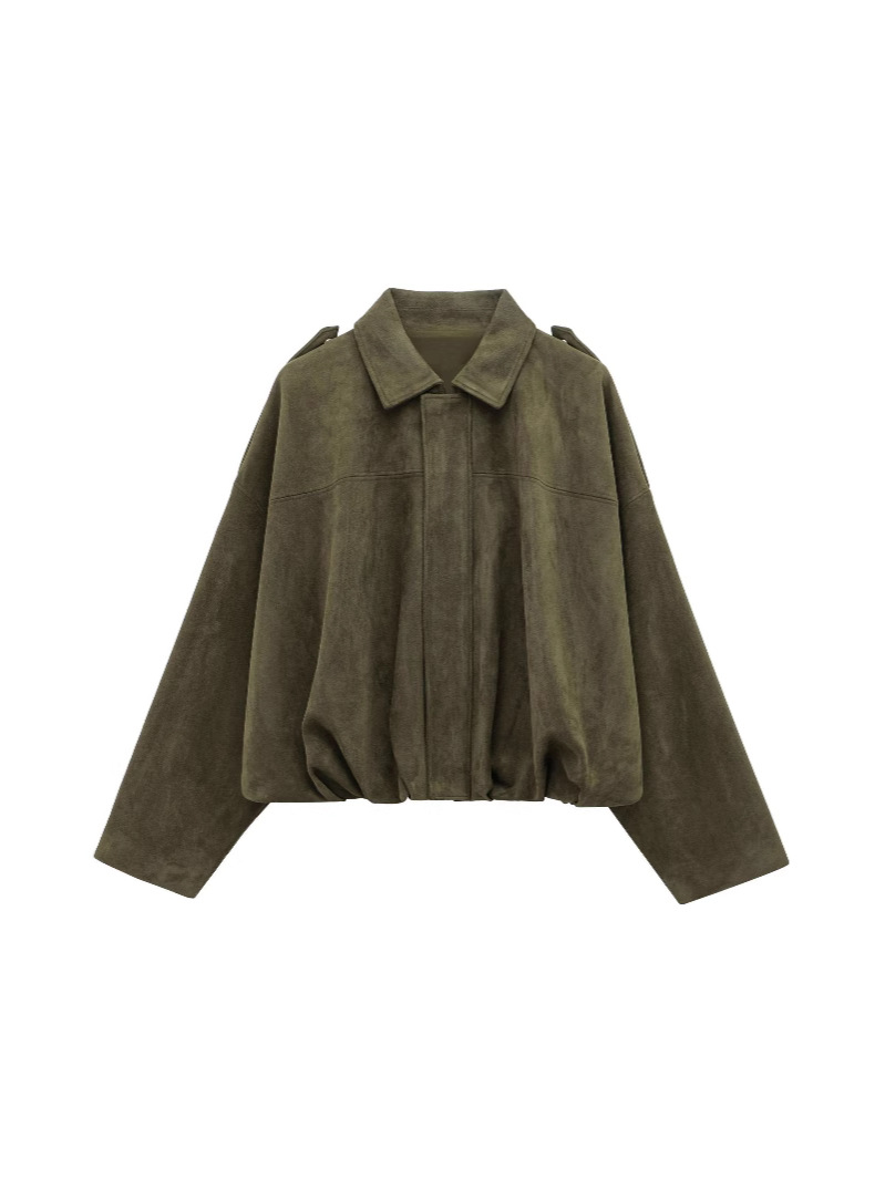 Picture of ZA foreign trade 2025 European and American style new spring women's suede texture effect bomber jacket coat