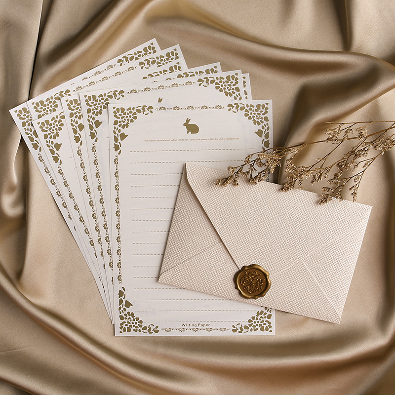 Picture of Linen Envelope Letter Paper Set Retro Love Letter Chinese Style Cowhide Special Paper Invitation Postcard Fire Paint Envelope