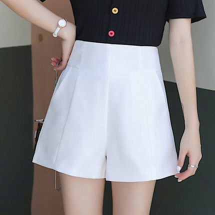 2023 Summer New Arrival High Waist A- Shed Chiffon Slimming Loose Casual Wide-Leg Pants Black Suit Shorts for Women
