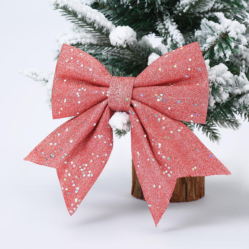 Picture of Christmas Big Bow Decoration Pendant DIY Sequin Pearl Cotton Bow Christmas Tree Hanging Party Decoration