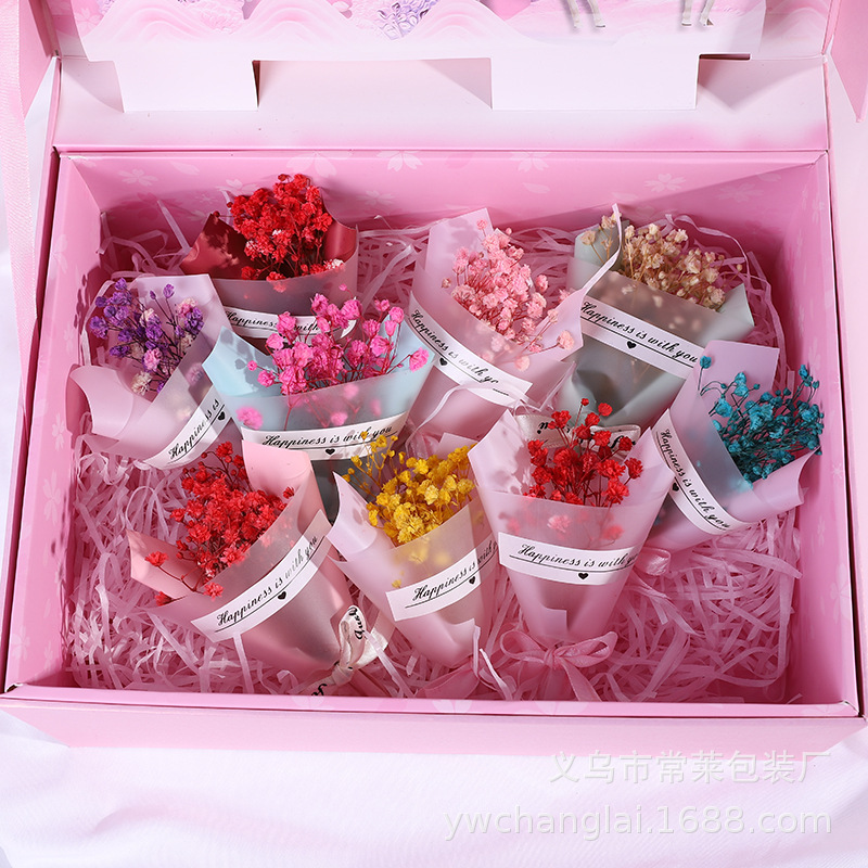 Simulation mini baby's breath star eternal flower bouquet small fresh handmade dried flower gift box collocation