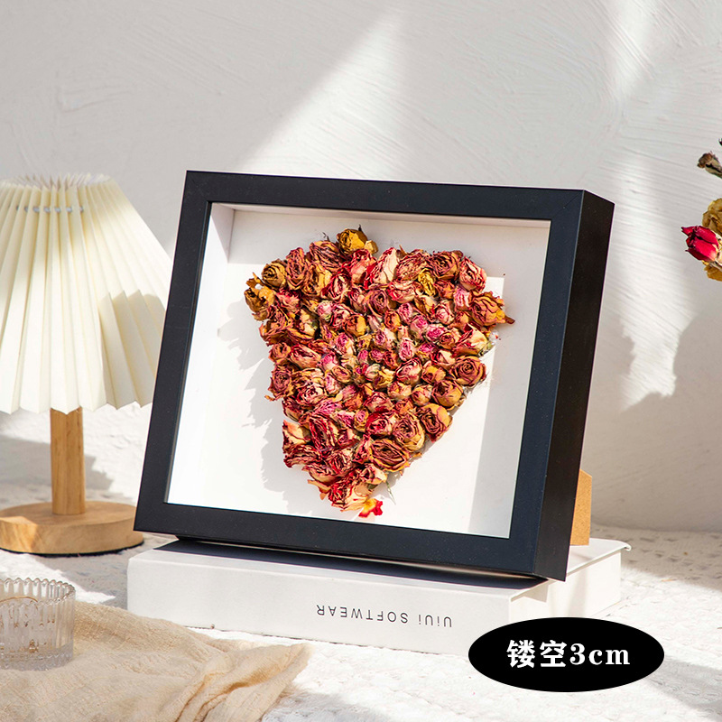 Picture of Factory wholesale dried flower photo frame stereo diy handmade paper towel rose hollow 3CM6CM specimen frame table