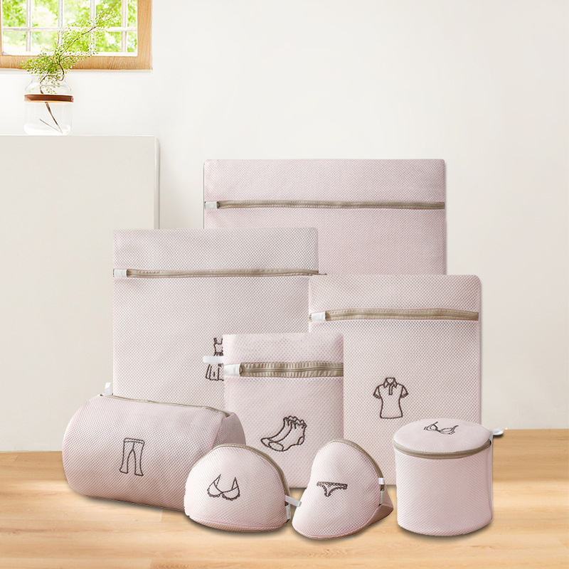 Picture of New 160g sandwich embroidered laundry bag thickened double-layer bra underwear wash bag machine wash mesh bag wash bag