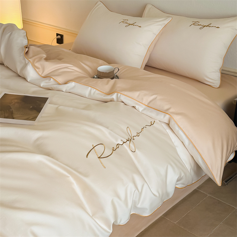 Picture of Advanced Sense 60 Light Luxury Long-staple Cotton Cotton Bed Four-piece Cotton Embroidered Quilt Cover 100 Cotton Bed Sheet Mattress 3