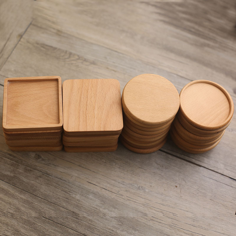 Picture of Creative Wooden Coaster Logo Engraved Fixed Wooden Tea Tray Cup Holder Tea Mat Wooden Tea Holder Japanese Heat Insulation Mat