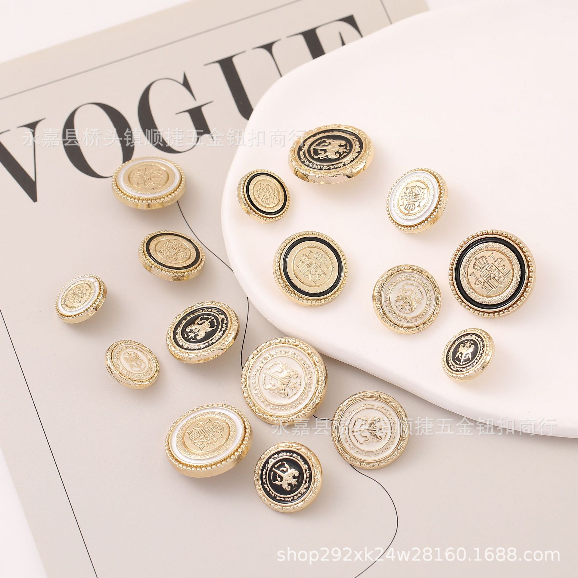 Shunjie metal button small fragrance metal oil women's coat cashmere coat alloy button clothing accessories wholesale