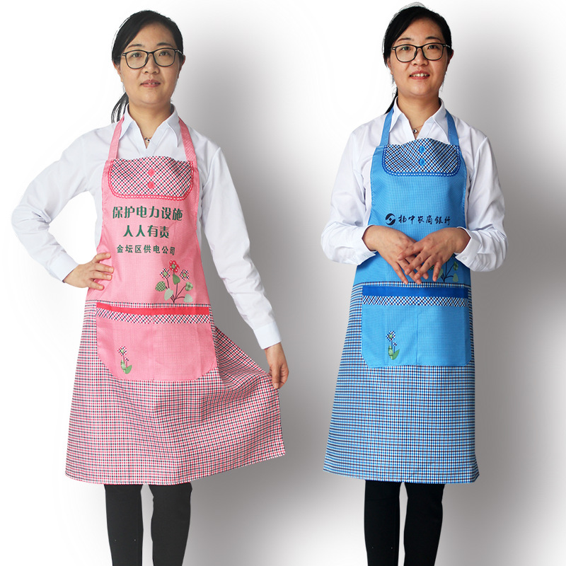 Picture of Manufacturer Wholesale Printed Advertising Waterproof Apron Custom Logo Pure Cotton Kitchen Promotion Adult Apron Labor Protection Apron