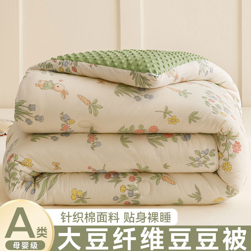 Picture of Bean Velvet Core Soybean Fiber Quilt Spring and Autumn Quilt Winter Student Dormitory Children Single Double Thickened Winter Quilt