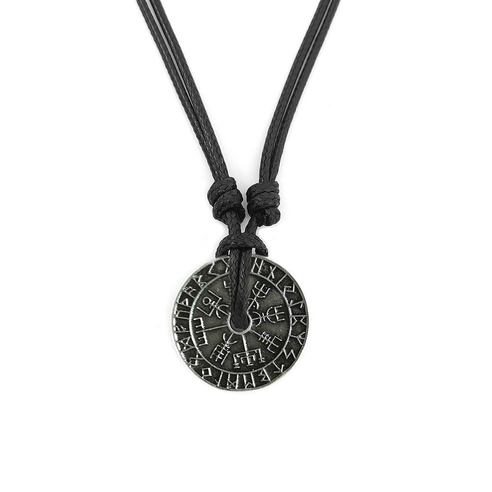 Picture of Cross-border Hot Selling Nordic Viking Hollow Rune Pendant Necklace Viking Ethnic Style Amulet Pendant