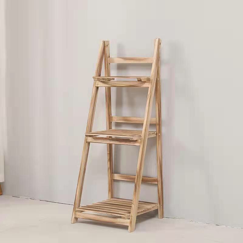 Casual Balcony Flower Stand Wooden Multi-Layer Living Room Succulent Potted Plant Stand Foldableing Design Trapezoidal Storage Rack Indoor into Mc