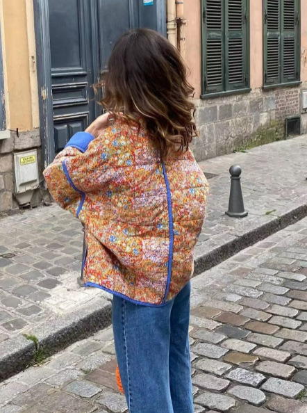 Autumn 2024 New Cross-border Explosions Amazon AliExpress Quilted Cotton Printed Contrast Women's Cotton Coat