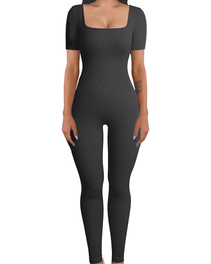 Picture of Amazon European and American Foreign Trade Women's Jumpsuit Autumn and Winter New Thread Square Collar Hip Slim Fit Sexy Jumpsuit