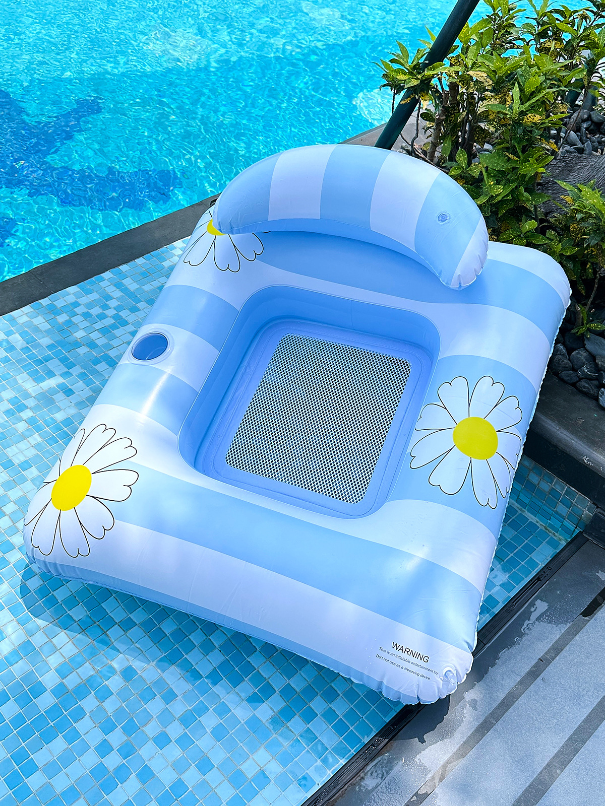 Swimming Floating Bed Floating Ring Water Inflatable Floating Row Adult Women's Water Play Toy Floating Chair Adult's Thickened Mesh Bed Recliner