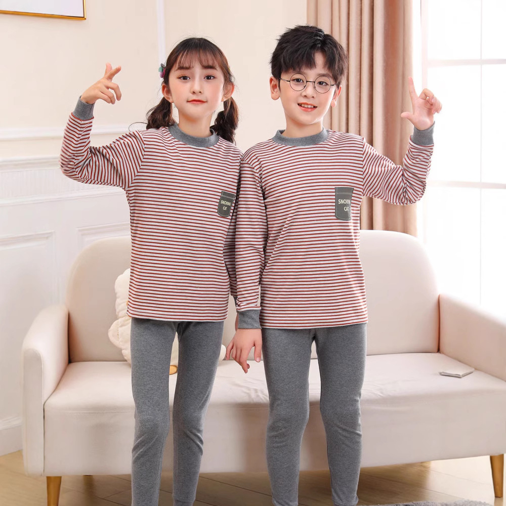 New Children's Autumn Clothes and Pants Thermal Underwear suit Cotton Pajamas for Boys and Girls Middle and Large Children's Sweater Home Clothes