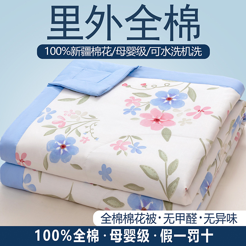Cotton Summer Quilt Air-conditioning Quilt 100 Pure Cotton Summer Cool Quilt Single Double Spring and Autumn Quilt Core Student Quilt Machine Washable