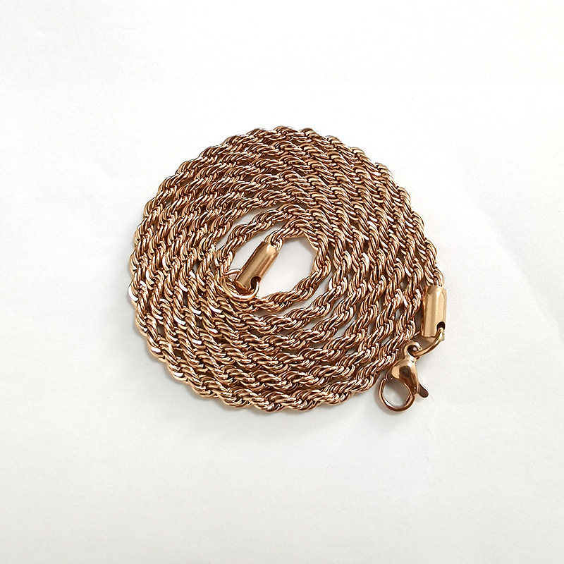 Picture of Stainless Steel Twist Chain Vacuum Color Retention Electroplating Non-Fading Gold Necklace Titanium Steel Hip-Hop Men's Chain Chain