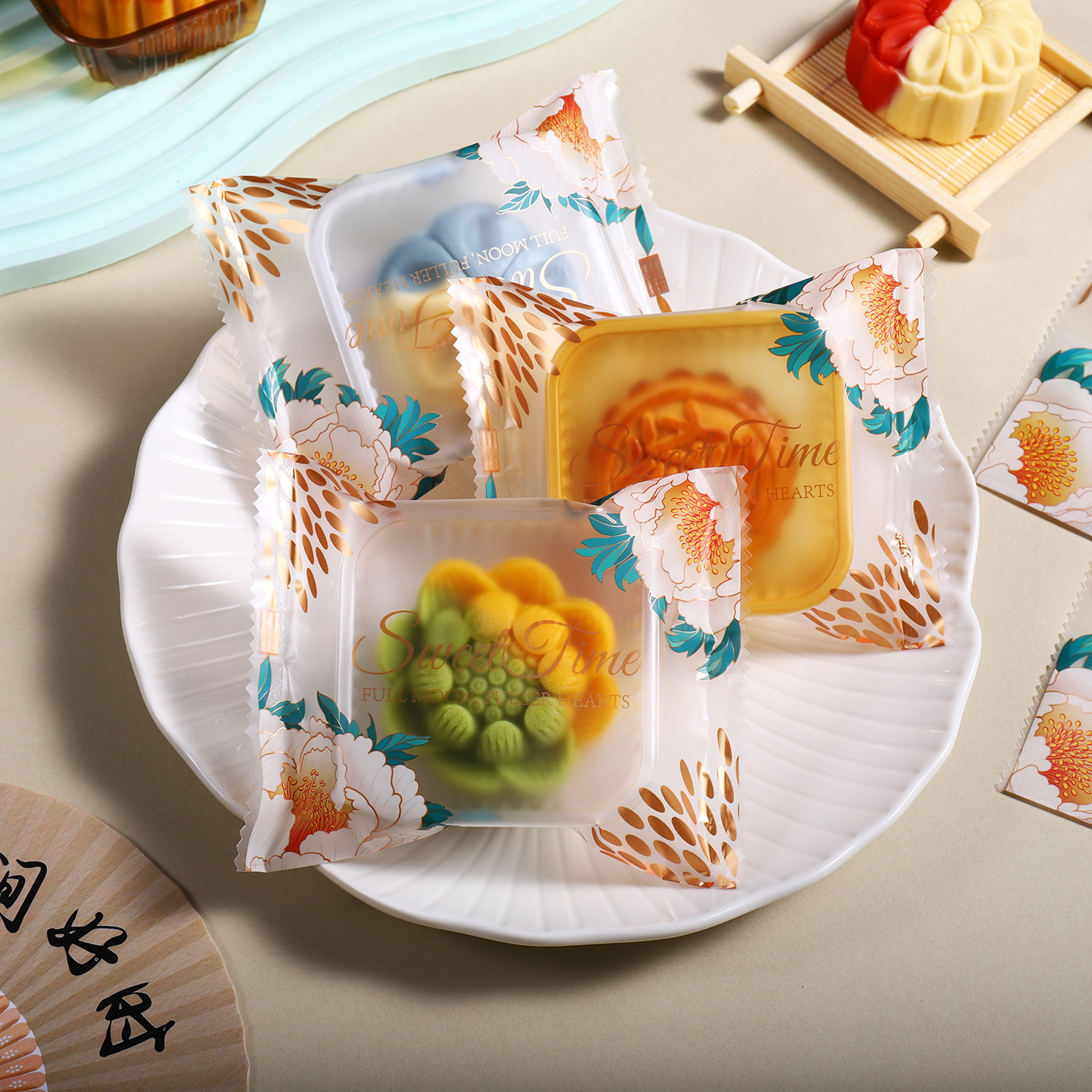 Picture of Spot Wholesale 2025 New Mooncake Packaging Bag 50g 100g Egg Yolk Crisp Mid-Autumn Mooncake Machine-Sealed Packaging Bag