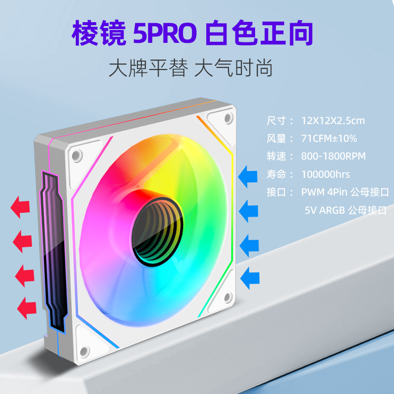 Picture of Computer Prism 9Th Generation Pro Cooling Fan Desktop Temperature Control Cd Pattern Divine Light Synchronization Silent Argb Chassis Fan