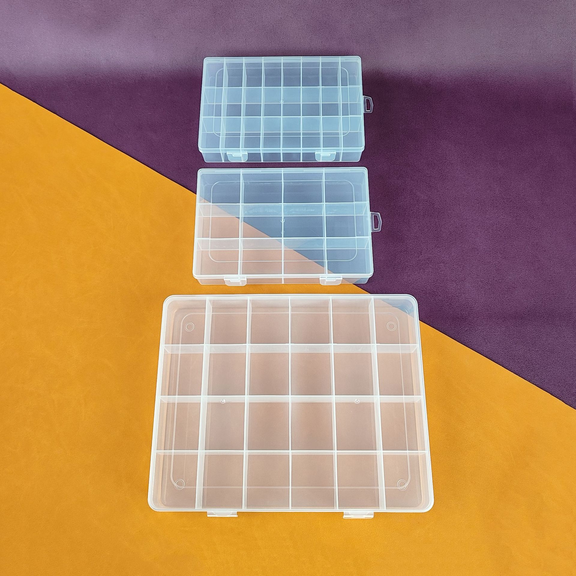 Fixed 12 Grid 24 Grid Transparent Storage Box Plastic PP Box Piece Jewelry Jewelry Beaded Sequins Desktop Storage Box
