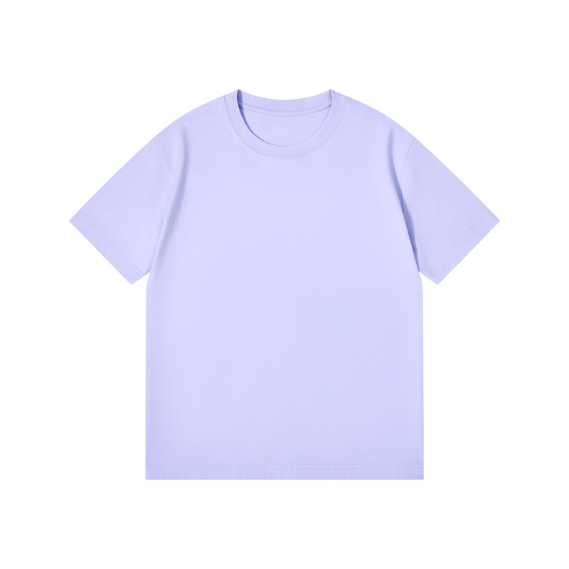 Picture of Japanese Style 230g Pure Cotton Short-Sleeved T-Shirt Women's Right Shoulder Round Neck Top Pure Color Half-Sleeved Bottoming Shirt Clothes Men's Wholesale
