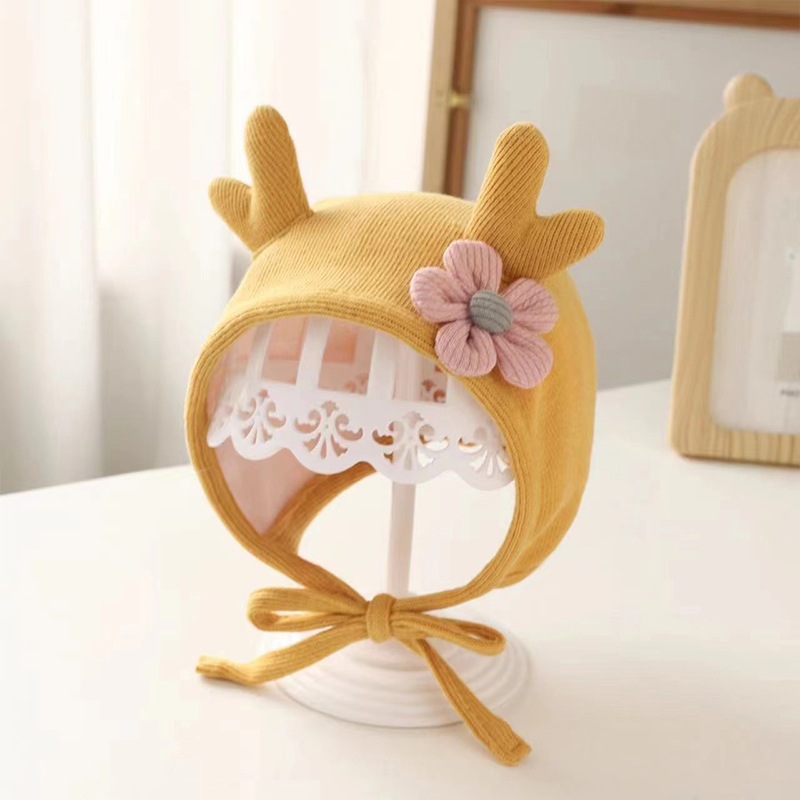 Picture of Baby Hat Spring and Autumn Baby Cute Super Cute Autumn and Winter Baby Ear Protection Newborn Female Baby Fetal Hat Boy