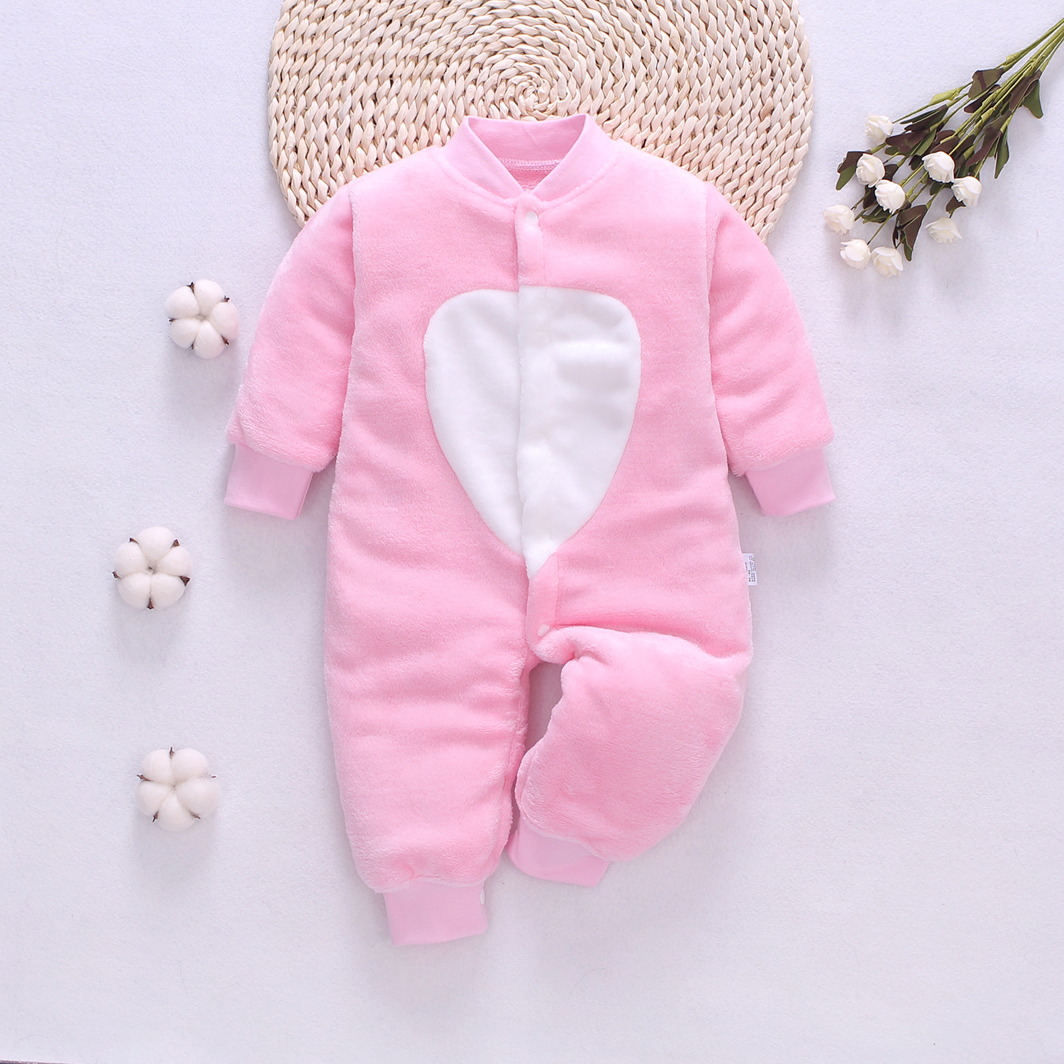 Picture of Baby Clothes Clothing Spring Autumn and Winter Short-sleeved Thickened Hassel Men's and Women's Baby Flannel Warm Jumpsuit Pajamas