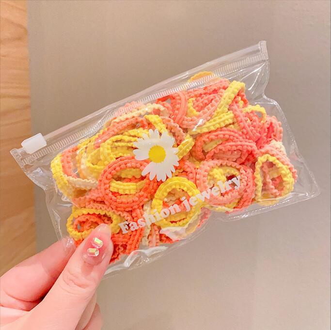 Picture of Children's rubber band does not hurt hair color canned lace rubber band girls high elastic hair band baby head rope